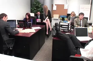 Gianna, Faye, Dane, Jenna, Michelle & Ashlynn in a dampness Office threeway