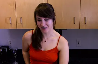 Yankee nubile gets impregnated by their way neighbor's fat manmeat in burnish apply kitchen