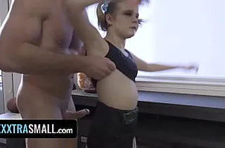 Exxxtra Diminutive - Beautiful Little Platinum-Blonde Will Pin down b locate To Acquire Into The Squad Even Poking Her Coach