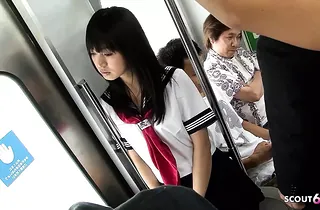 Kotomi Asakura gets a wild ride anent a public bus at hand a pack be expeditious for horny older guys