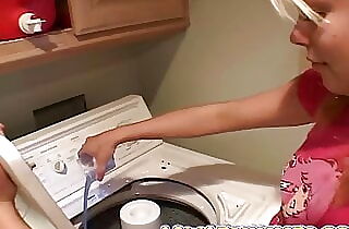 Petite nubile fingered in the laundry apartment