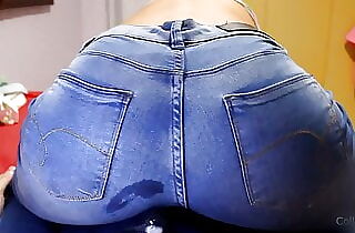 Dry humping big ass in jeans till he cum in his underwear, cum in pants lapdance