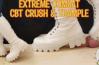 White Combat Boots Cock ball torture and Stomp - Ballbusting, Cock Crush, Cock Trample, Femdom